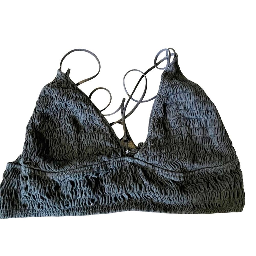 Victoria’s Secret PINK Black Seersucker Bralette Bra Top Size Medium